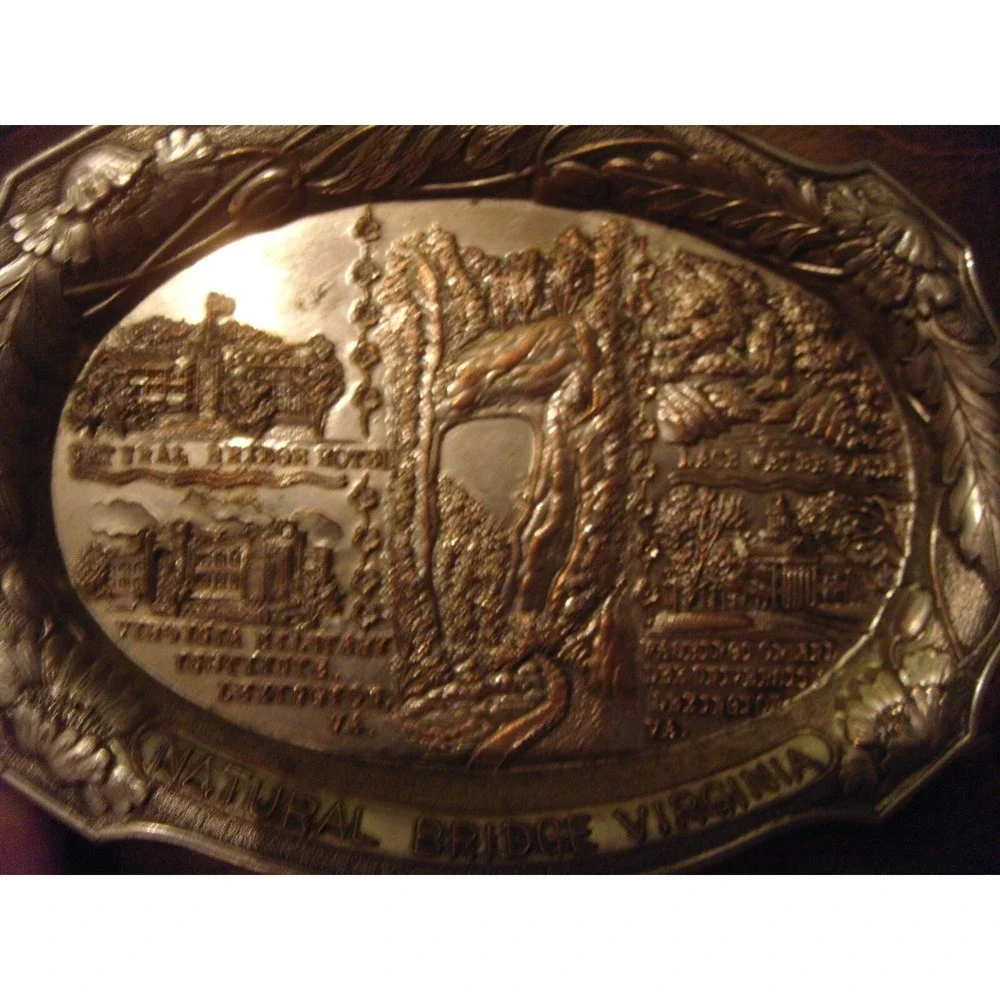 Vintage ENCO Occupied Japan silver souvenir mini‎ tray Natural bridge Virginia